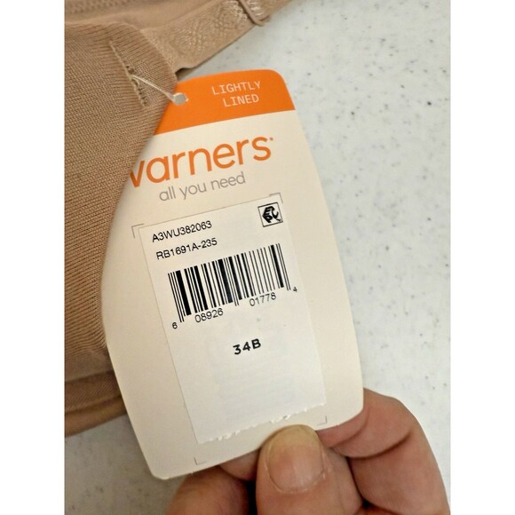 New Warners Cloud 9 lightly lined underwire Bra Full Coverage Beige 34B - Picture 3 of 9